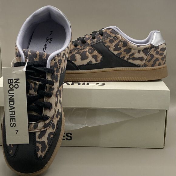 NWT No Boundaries Leopard and Black Sport Sneakers Shoes Women’s Size 7 New - Picture 1 of 11